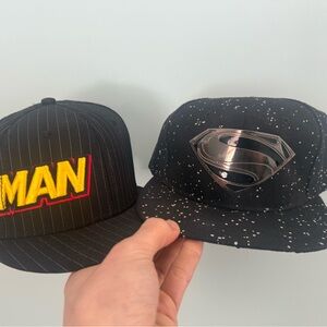 Black Superman and Batman Caps